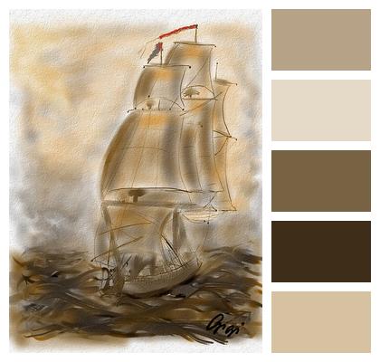 Sailing Ship Art Painted With Mouse Image